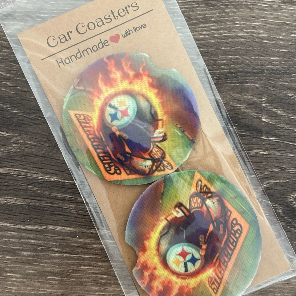 Handmade Steelers Car Coasters